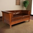 thumbnail image 2 of Crafters and Weavers Arts and Crafts Leather Side Loveseat in Chestnut Brown, 2 of 7