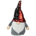thumbnail image 5 of Northlight Standing Gnome with Flip Sequin Hat Christmas Figure - 11" - Red and Gray, 5 of 7