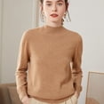 thumbnail image 3 of Suéter de cachemira de cuello alto medio para mujer, ropa de otoño e invierno, camisa de punto de lana de una pieza sin costuras, 3 of 6