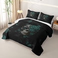 thumbnail image 3 of Homewish Halloween Skull Skeleton Twin Quilt Set,Goth Romantic Rose Twin Coverlet Set,Teal,2-Piece, 3 of 7