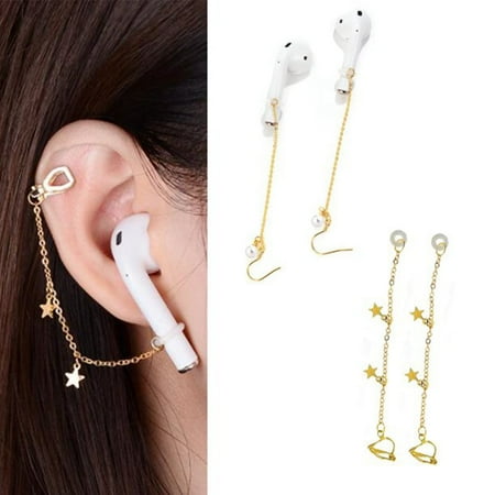 LNKOO Anti-Lost Earring Strap Wireless Earphone Holder for Airpods Pro 1 2 Earbuds Ear Hook Accessories  Clipped and Wear Models Gold Hoop Earrings Silicone Connector-2 Pairs