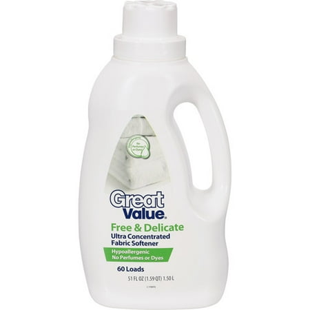 Great Value Free & Delicate Ultra Concentrated Fabric Softener, 60 loads