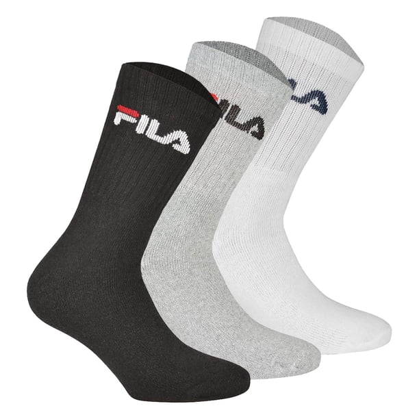 FILA Calcetines unisex 3 pares - calcetines de tenis, calcetines de tripulación, terry, deporte, logo 35-46 Classic Mix (Schwarz; Weiß; Grau) 43-46 (9-11 UK)