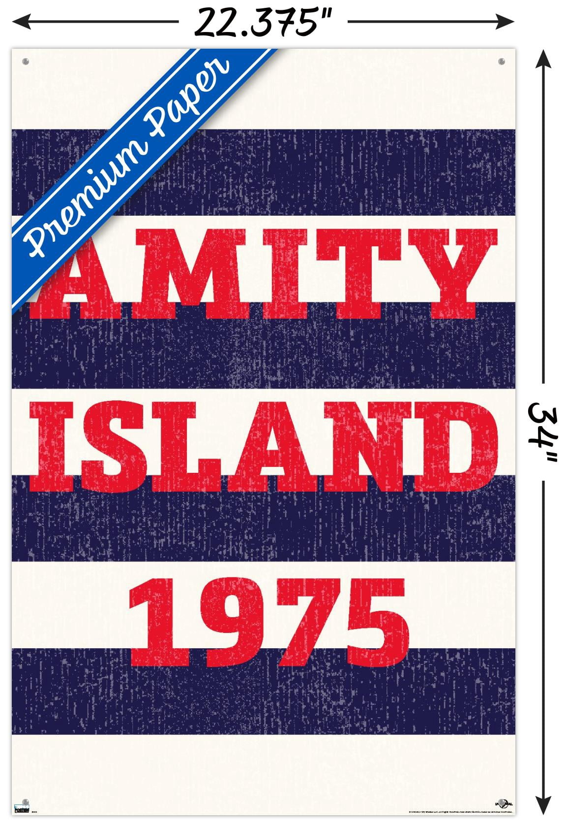 Jaws - Amity Island 1975 Wall Poster with Pushpins, 22.375" x 34"