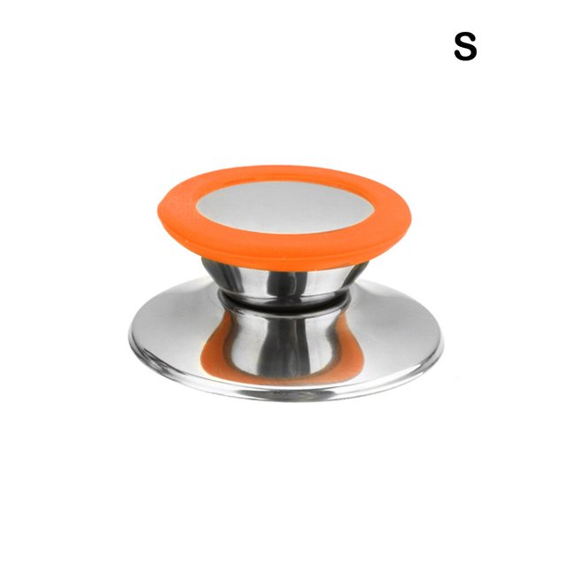 Universal Stainless Steel Anti-scald Pot Cover Knob Household Kitchen Antislip Pan Lid Handle Grip Cookware Kitchenware Orange Small