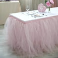 thumbnail image 3 of Efavormart 14ft Blush FULL SIZE 4 Layer Fluffy Tulle - Tutu Table Skirt for Party Events fits 6ft rectangle/48in round table, 3 of 11