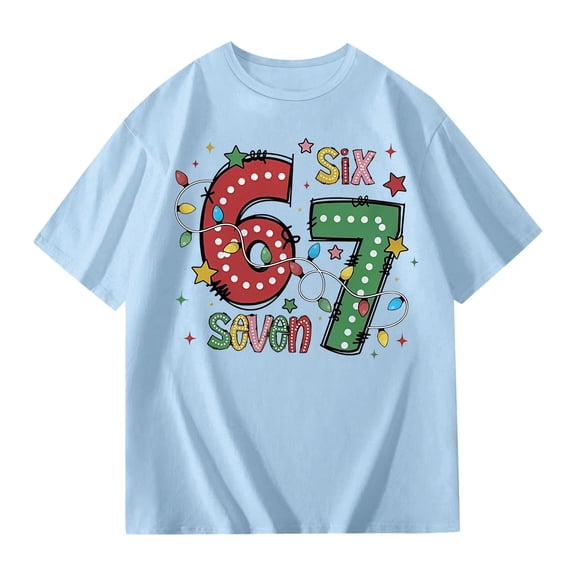 67 shirt G'irls Summer Short Sleeve T Shirt Cute Cartoon Number Print Casual Top Tee Shirt For K'ids Youth