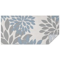 Blue and Gray Floral Pattern Rectangle Tablecloth 60"x120",Waterproof Polyester Rectangle Table Cloth, Wipeable Spillproof Polyester Tablecloth for Dining, Camping, Indoor and Outdoor