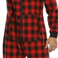 thumbnail image 5 of DHFJKG Winter Plaid Pajamas For Men Jumpsuit Loungewear Long Sleeve Hooded Drawstring Zipper Onesie With Pockets Sleepwear Soft Nightwear, 5 of 7