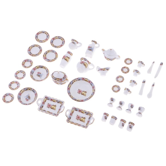 Set de Juego de Té 40 Unidades Sunnimix Miniatura para Casa de Muñecas Color Blanco