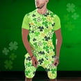 thumbnail image 2 of TSADFHJI Pyjamas pour Hommes en Coton Automne Imprimé Jour de la Saint-Patrick Col Rond Manches Courtes Ensemble m Vert Menthe, 2 of 5