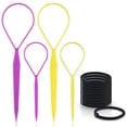 thumbnail image 1 of Topsy Tail Hair Tools, 4 Pcs Hair Loop Styling Tool Topsy Tail Loop French Braid Loop Tool Topsy Tail Kit with 10pcs Hair Ties, 2 Colors, 1 of 5