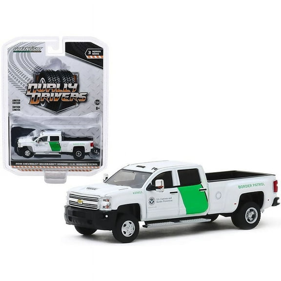 2018 Chevrolet Silverado 3500HD Dually Pickup Truck "U.S. Customs and Border Protection Border Patrol" White "Dually Drivers" Series 3 1/64 Diecast Model Car by Greenlight