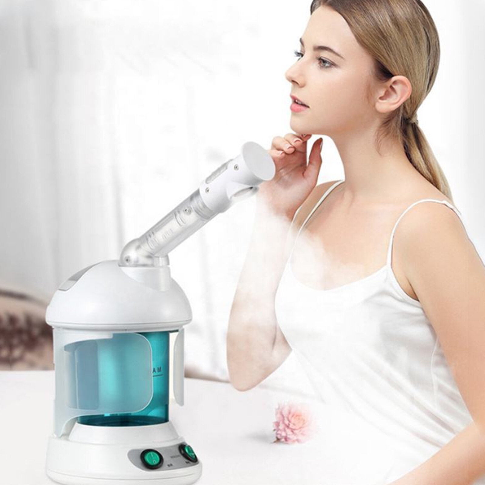 Hinzonek Ionic Facial Steamer, Face Humidifier, Ozone Steamer with 360° Rotatable Arm,Pores Steam Skin Clean Sauna Beauty,Nose&Face Mist Thermal Steamer for Home Facial Sauna Spa