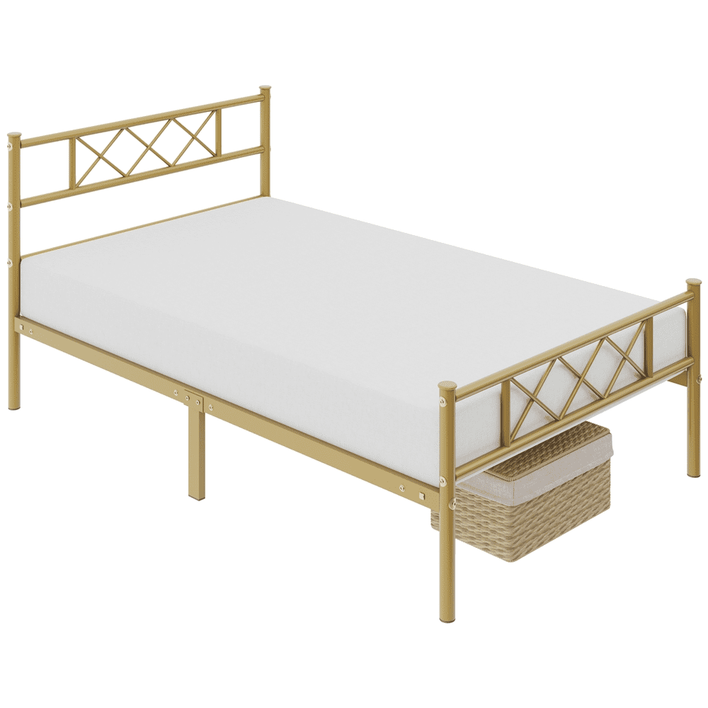 Renwick Journee x-Design Metal Platform Twin XL Bed, Antique Gold