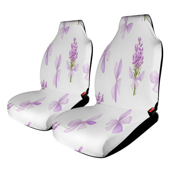 Purple Floral Pattern Car Seat Covers Car Accessories Pack of 2 Universal Front Seat Protective Cover