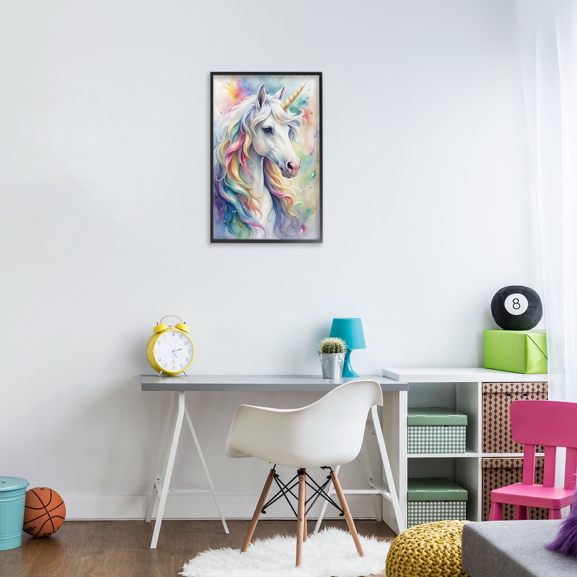 Stupell Industries Pastel Colorful Unicorn Black Framed Giclee Art, design by Creative Studio