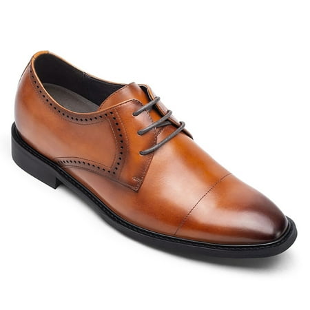 

CMR CHAMARIPA Men s Lace-up Derby Dress Shoes High Heel Leather Formal Shoes Invisible Height Increasing Elevator Shoes That Make You Taller 2.76 Inches