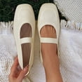 thumbnail image 2 of Dweltoz Womens Flats Shoes Slip-On Square Toe Knit Flats Comfy Lightweight Business Low Heel Ballet Shoes,Beige 42, 2 of 7