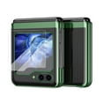 thumbnail image 2 of Dteck Clear Case for Samsung Galaxy Z Flip 5, Z Flip 5G Case with Front Glass Screen Protector, Slim Plating Bumper Shockproof Hard PC Protective Phone Cover for Samsung Galaxy Z Flip 5,Green, 2 of 8
