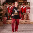 thumbnail image 5 of PatPat Merry Christmas Pajamas for Women Family Matching 2 Piece Holiday Pjs Sets Elk Plaid Splice Long Sleeve Sleepwear with Socks, Red Plaid, S, 5 of 15