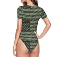 thumbnail image 4 of Fotbe Women Short Sleeve Bodysuit Round Neck Jungle Green Camo Usa Flag Bodysuit For Women Round Neck Scoop Neck Long Sleeve Stretch Tops Jumpsuit-Medium, 4 of 9