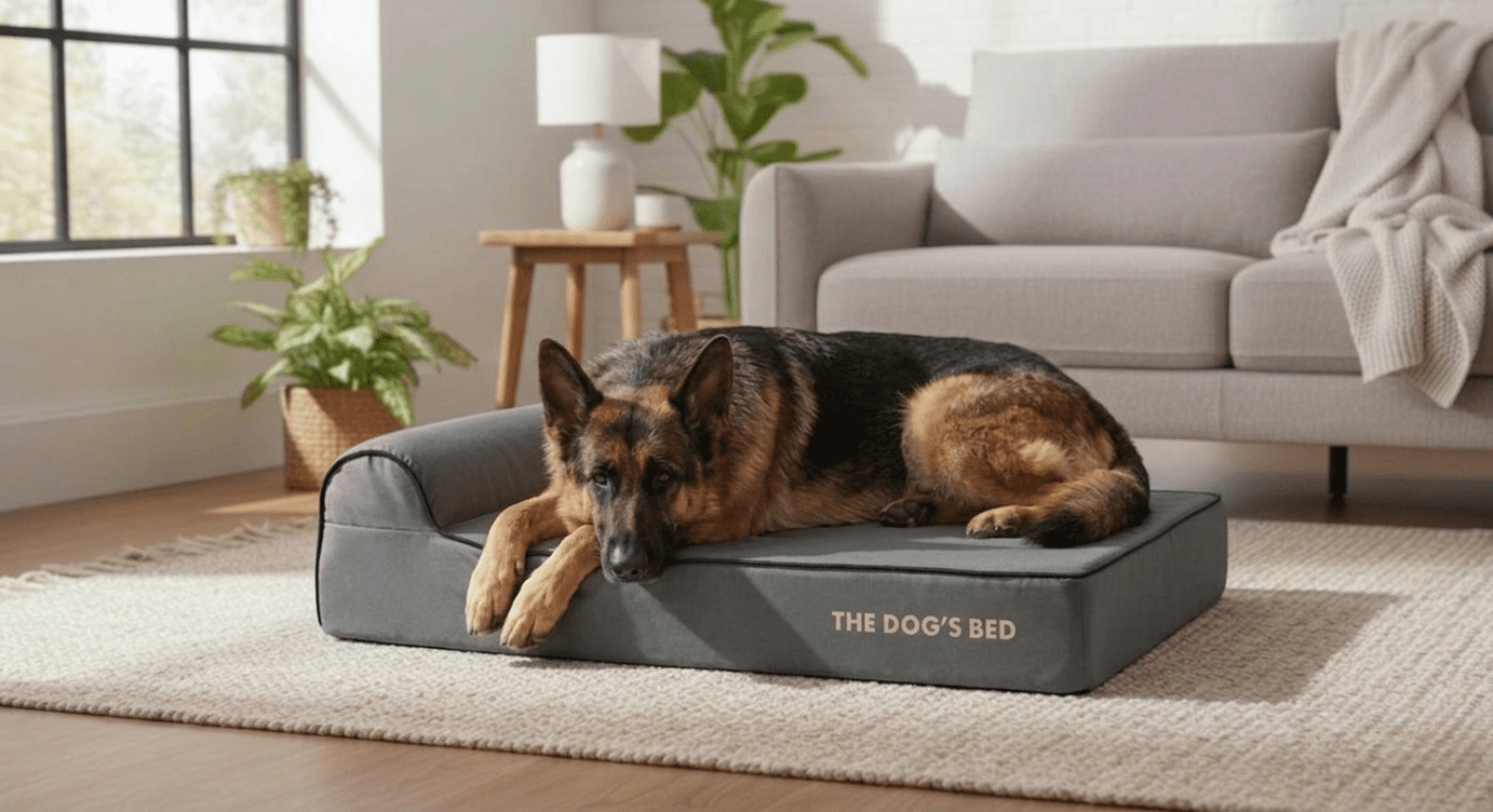 The Dog’s Bed Orthopedic Headrest Dog Bed Large Grey/Black 40x25, Memory Foam, Pain Relief: Arthritis, Hip & Elbow Dysplasia, Post Surgery, Lameness, Supportive, Calming, Waterproof Washable Cover