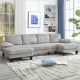 thumbnail image 5 of U-Shaped 4-Seat Couch with Double Chaise - Oversized Seat, Comfortable & Spacious Indoor Furniture for Living Room & Apartment,Light Gray, 5 of 19