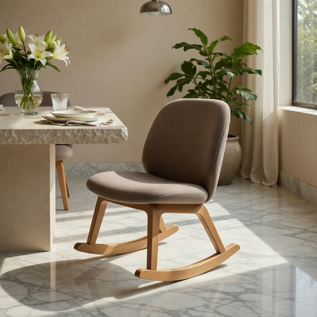 Hommoo Solid Oak Dining Chair, FAS-Grade North American Hardwood, Upholstered Seat, Farmhouse Kitchen & Living Room Chair, Gray & Natural
