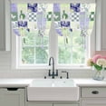 thumbnail image 4 of Spring Floral Checkered Tie Up Curtains 45 Inches Long, Kitchen Window Curtains Over Sink, Sage Green Purple Buffalo Plaid Small Window Curtains Shade Balloon Curtains Valances for Bedroom 34"x45", 4 of 8