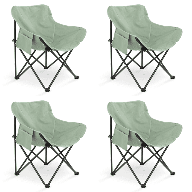 Sillas Plegables para Camping para Playa Pesca y Exteriores de Lona Impermebale Ligera - Sillas para Exterior Ergonomica con Estructura de Acero y Funda Transportadora Set 4 Sillas