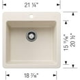 thumbnail image 7 of Blanco 443232 21 in. Liven Silgranti Single Bowl Dual Mount Kitchen Sink - Volcano Gray, 7 of 7