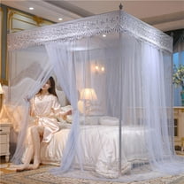Eespoir Three-door Palaces-style Mosquito Net, Household Princess-style Floor-length Net, Bed Canopy Mosquito Net for Bedroom Decoration, Canopy Style(Gray)