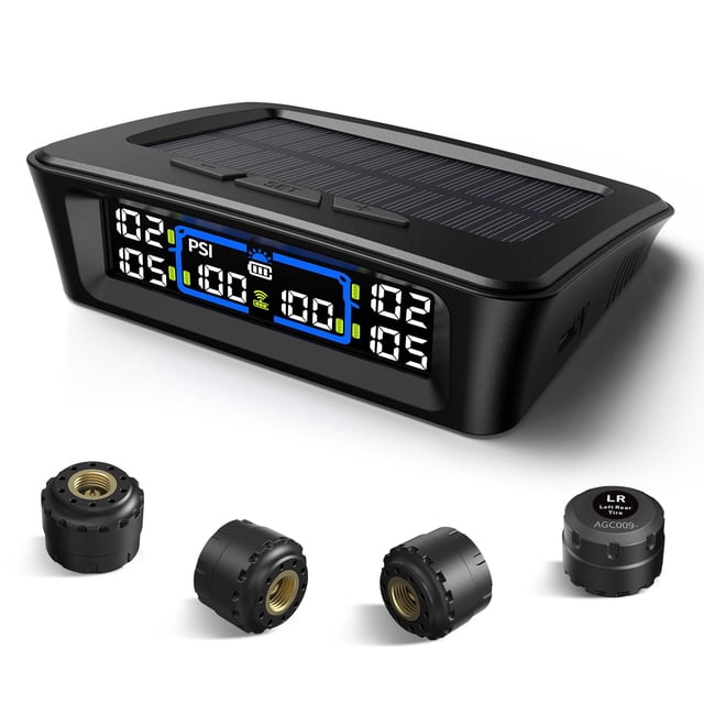 Monitor de presión de neumáticos Tymate TM12 para RV, 4 sensores, USB y solar