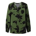 thumbnail image 4 of Hauts de Printemps pour Femmes Robe Florale Mode Manches Bouffantes Boho Hauts Décontractés Chemises Femmes Vert TTG, 4 of 5