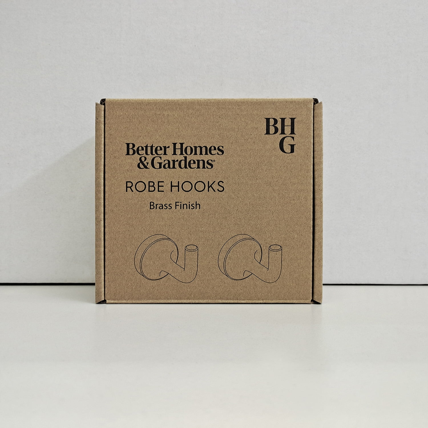 Better Homes & Gardens Clean Modern Wall Mount Robe Hook in  Brass Finish, Coat Hook for Bathroom Kitchen Hotel Garage Wall Mounted 2 Pack