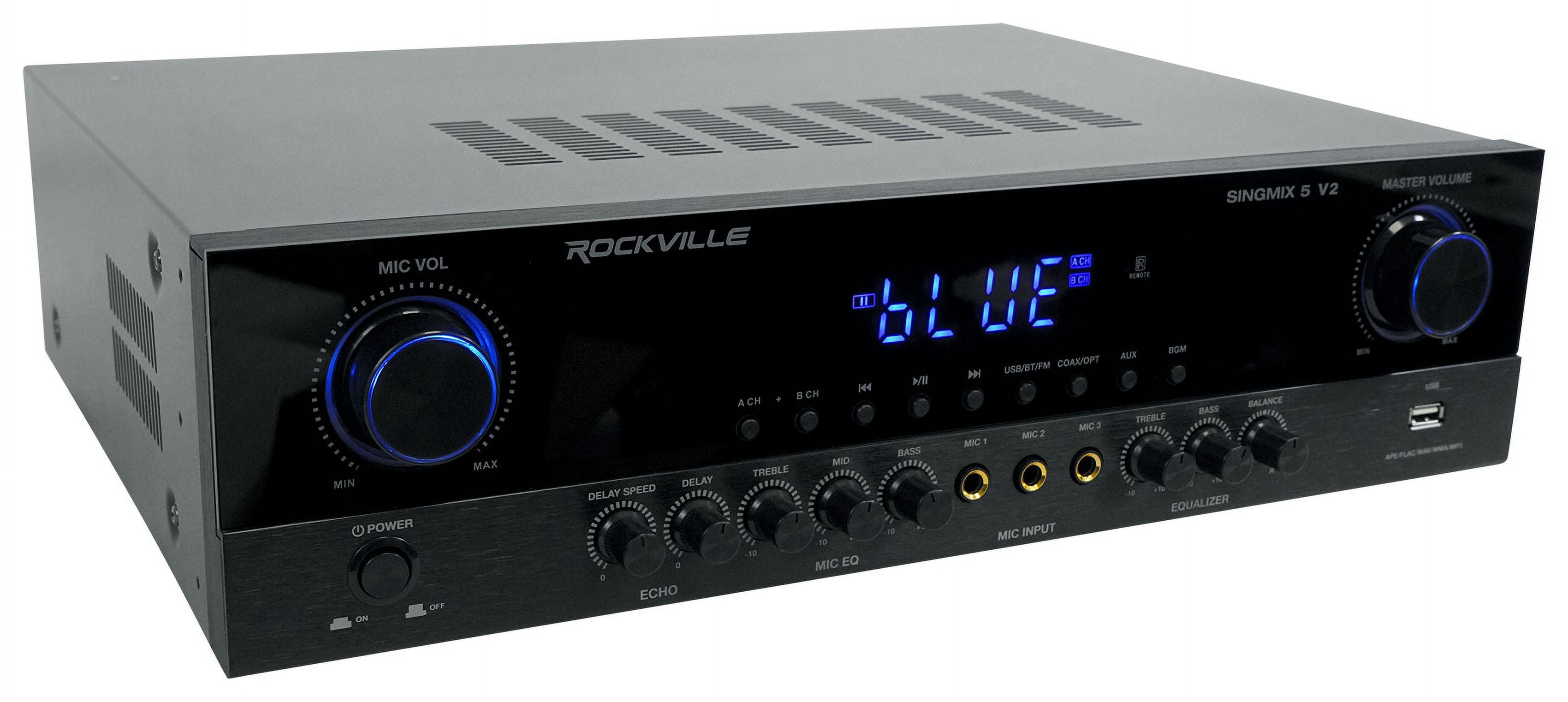 Rockville SINGMIX 5 Bluetooth Home Receiver Amp+(4) 6.5" Bookshelf Speakers