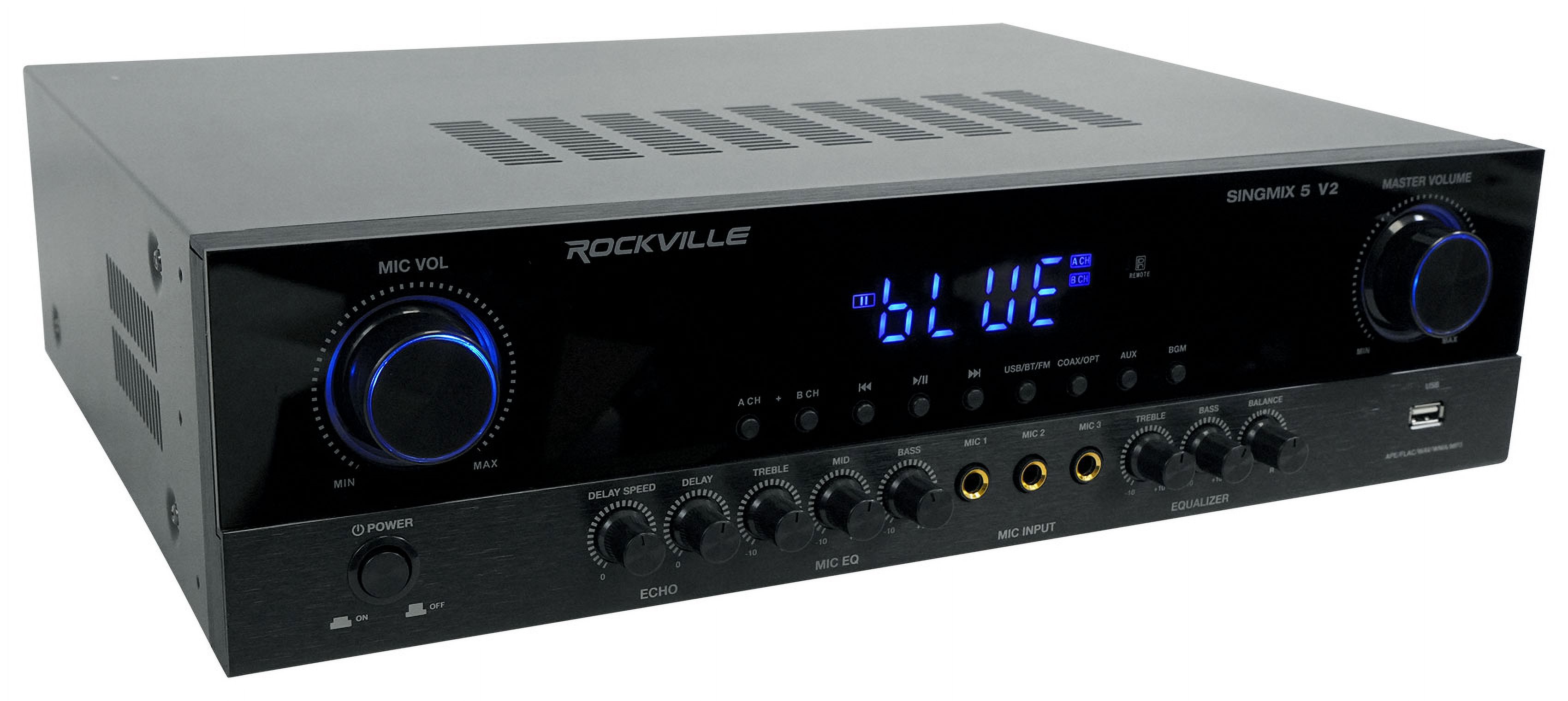 Rockville SINGMIX 5 Bluetooth Home Receiver Amp+(4) 6.5" Black Ceiling Speakers - image 3 of 9