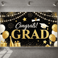 thumbnail image 5 of Gold Grad Cap Graduation Banner Colorful Stars Grad Backdrop Confetti Design Black Background Academic Background for Graduation Party College Graduation Grad Photo Shoot, 5 of 5