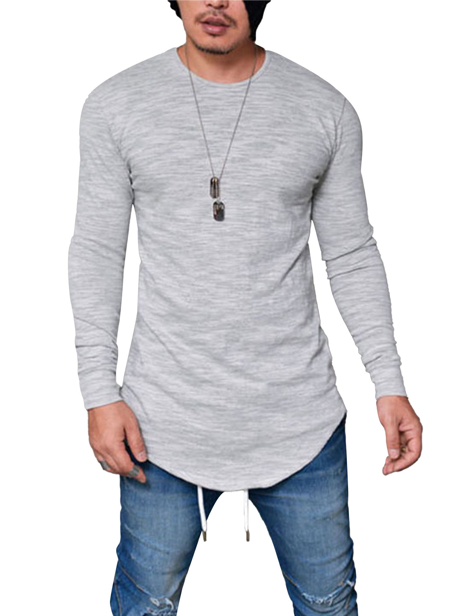Fashion Men's Slim Fit O-Neck Long Sleeve Muscle Tee T-shirt Casual Tops Blouse 
