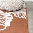 thumbnail image 6 of JONATHAN Y HAWAII 2 x 8 Runner Rug, Tobago Two-Tone Monstera Leaf - Orange/Ivory, HWC100A-28, 6 of 10