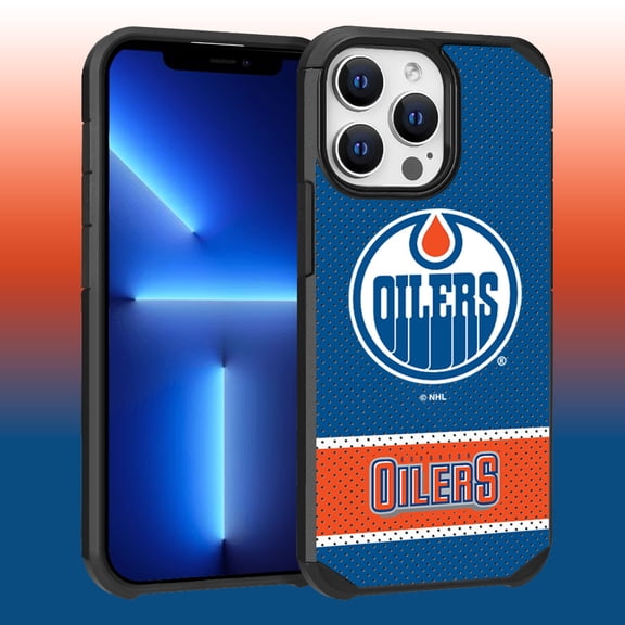 Apple iPhone 13 Pro Max - NHL Licensed Edmonton Oilers Team Logo on Jersey Textured Dual Layer Case