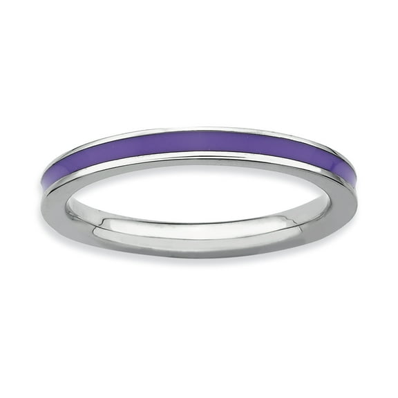 Sterling Silver Purple-Enameled 2.25mm Ring