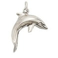 thumbnail image 1 of Sterling Silver 30" Unisex 1.5mm Box Chain Hollow Back Partially 3D Dolphin Pendant Necklace, 1 of 2