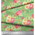 thumbnail image 3 of Soimoi Green Cotton Duck Fabric Leaves & Ranunculus Floral Decor Fabric Printed Yard 42 Inch Wide, 3 of 3