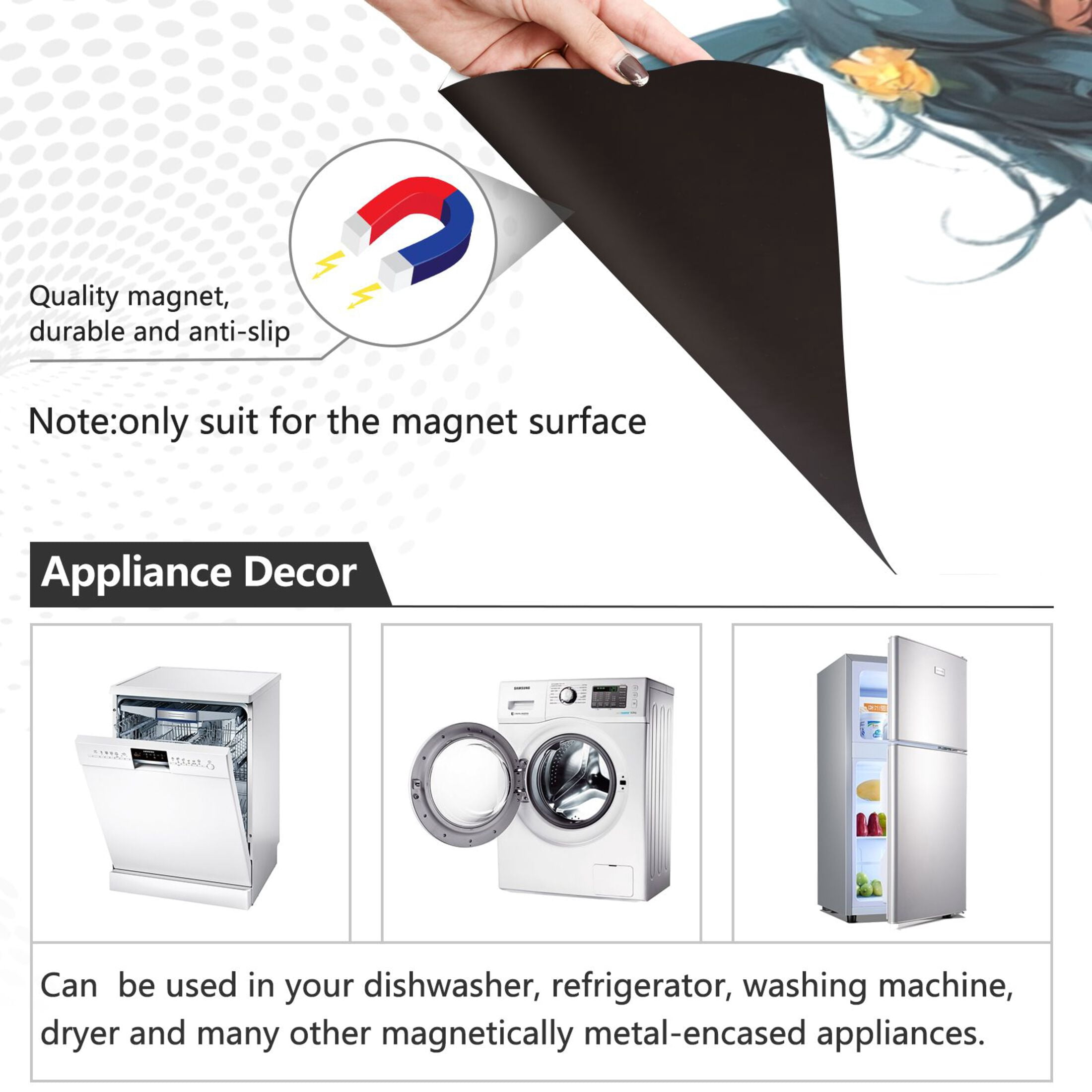 Dishwasher Magnetic Sticker 23x26 Inch Refrigerator Magnetic Sticker Washing Machine Magnetic Sticker Kitchen Panel Magnetic Sticker Home Decor Cartoon Blue Rabbit