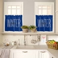 thumbnail image 4 of Hello Winter Kitchen Curtains and Valances Set, Blue White Letter Retro Art Decor Rod Pocket Window Valance 18 Inch Window Curtain Panels for Living Room Bedroom Laundry, 27.5x24in, 3 Pieces, 4 of 7