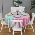 thumbnail image 2 of Colorful Floral Pattern Round Tablecloth 60"x60",Wrinkle Wipeable Table Cloth for Kitchen Dining Room Picnic Patio Party, 2 of 6