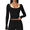 Black/PaleYellow, variant on Women's Crop Top with Built-In Bra, Long Sleeve Scoop Neck, Nylon-Spandex S-XL