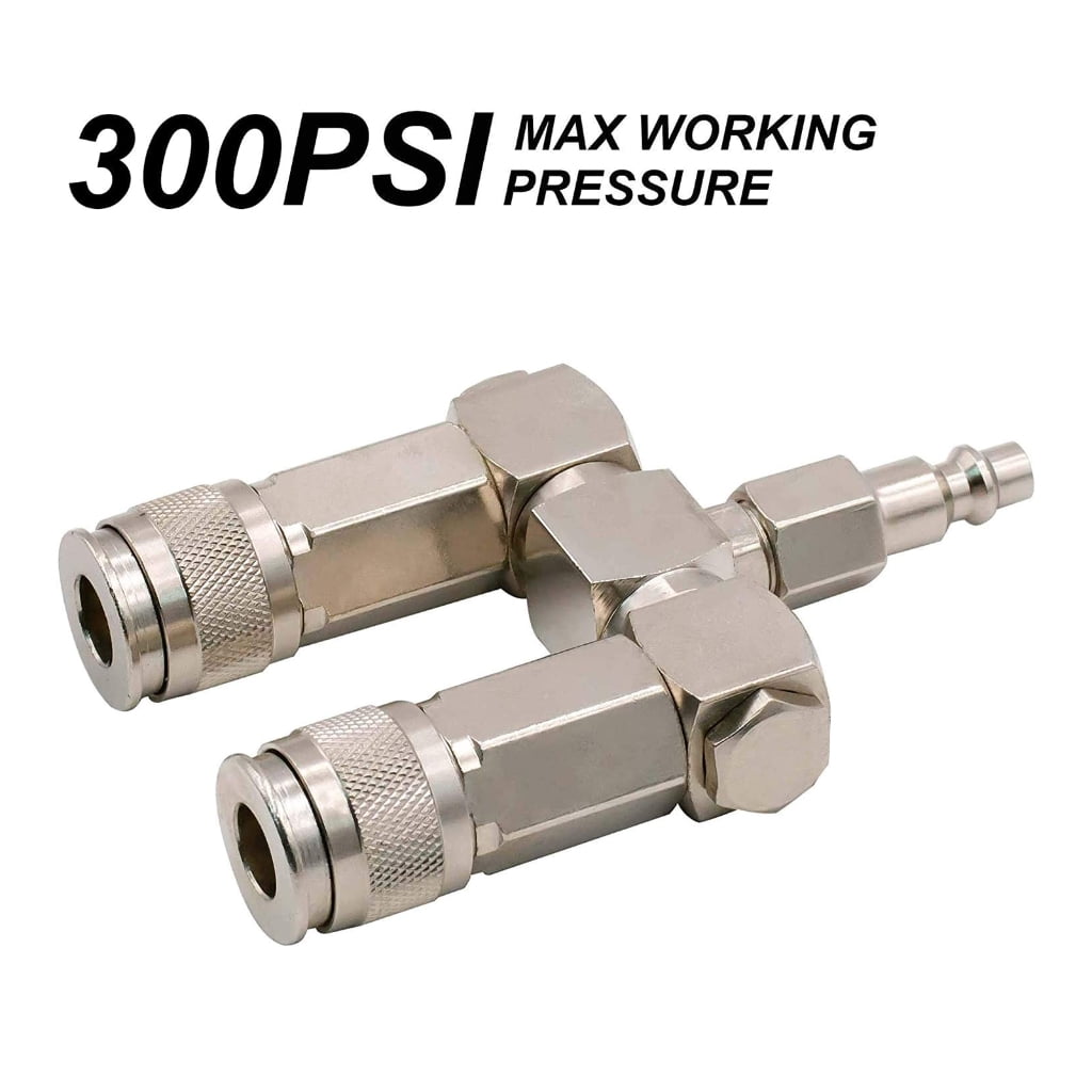 3-in-1 Quick-Connect Y-Type Swivel-360Degrees Connectors Air Compressor Accessories-Fittings 2 Way Air Hose-Splitter